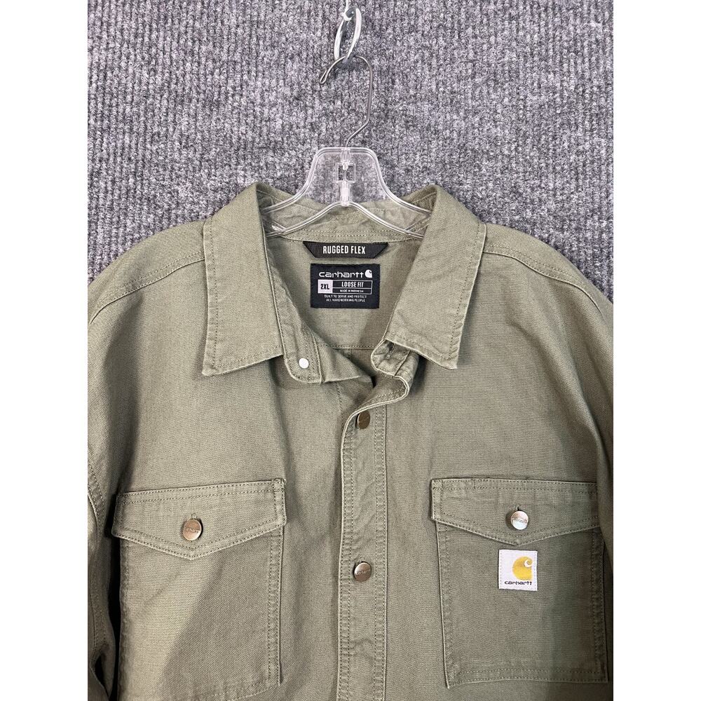 Montana Rugged Flex Loose Fit Heavyweight Duck Shirt Jacket 2X Green Work Wear - Picture 3 of 14